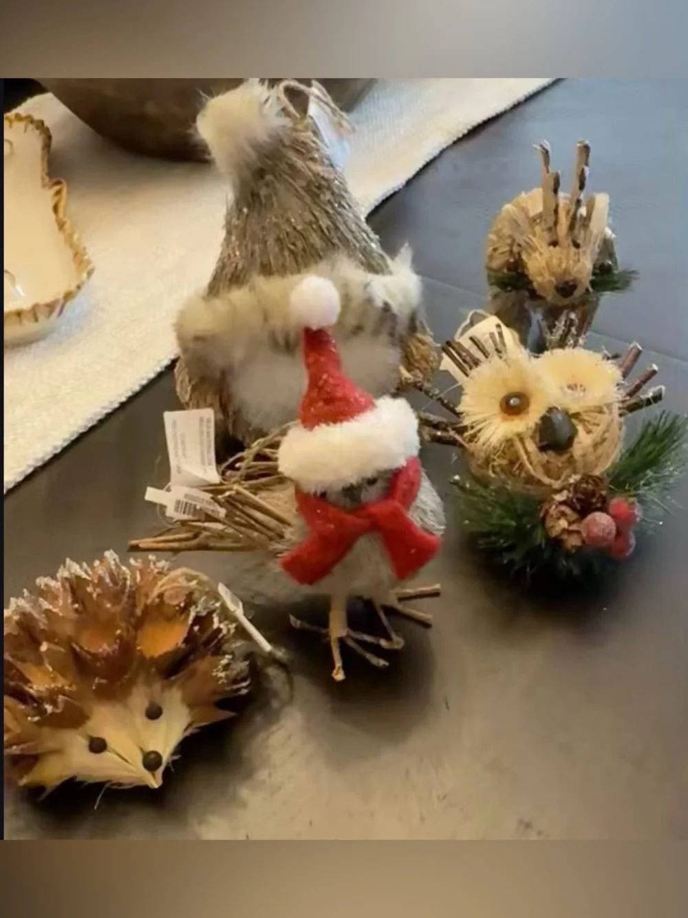 Pier 1 Imports Holiday Woodland Bristle Brush Ornament lot of 5.